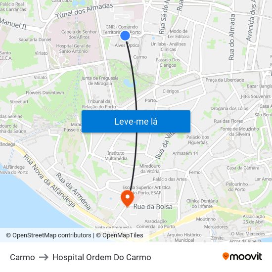 Carmo to Hospital Ordem Do Carmo map