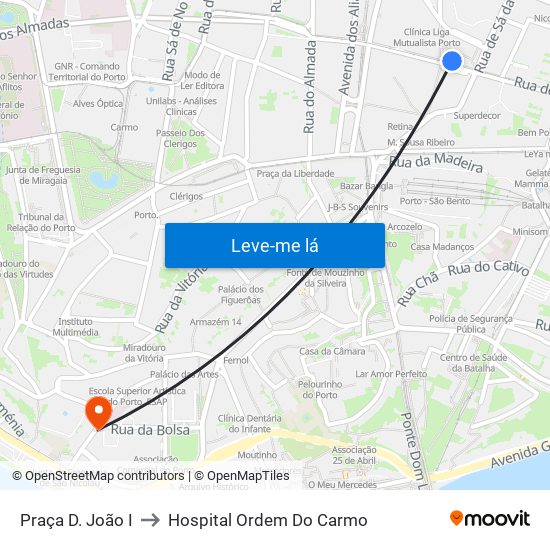 Praça D. João I to Hospital Ordem Do Carmo map
