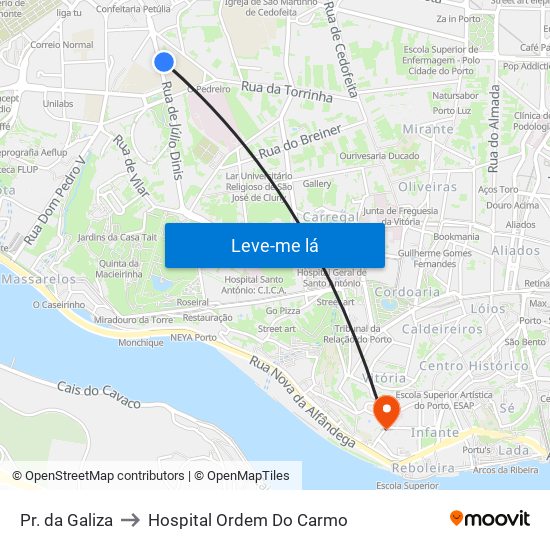 Pr. da Galiza to Hospital Ordem Do Carmo map