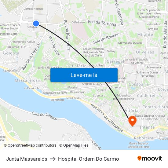 Junta Massarelos to Hospital Ordem Do Carmo map