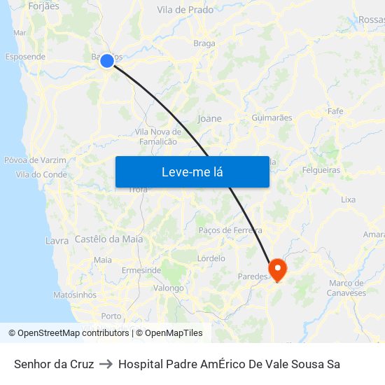Senhor da Cruz to Hospital Padre AmÉrico De Vale Sousa Sa map