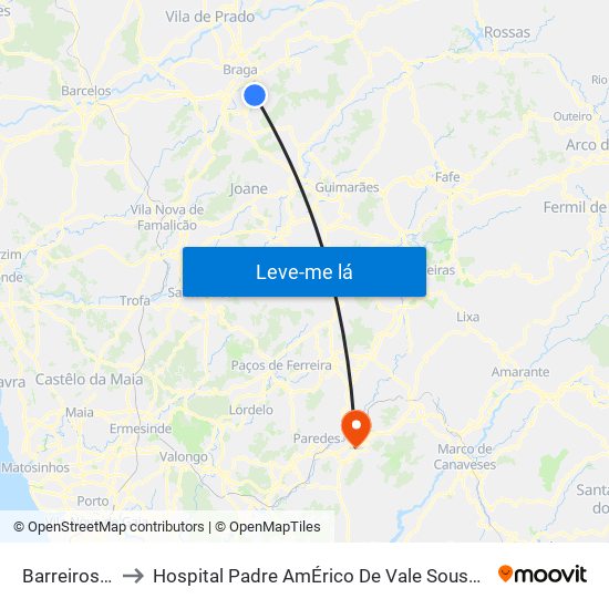 Barreiros Iii to Hospital Padre AmÉrico De Vale Sousa Sa map