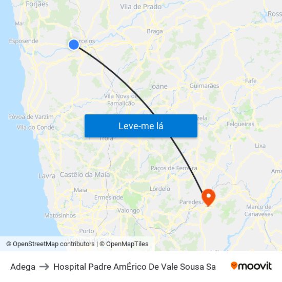 Adega to Hospital Padre AmÉrico De Vale Sousa Sa map