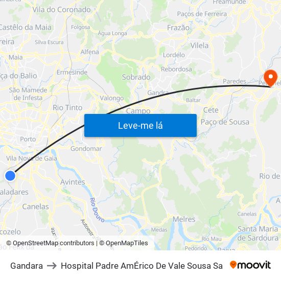 Gandara to Hospital Padre AmÉrico De Vale Sousa Sa map