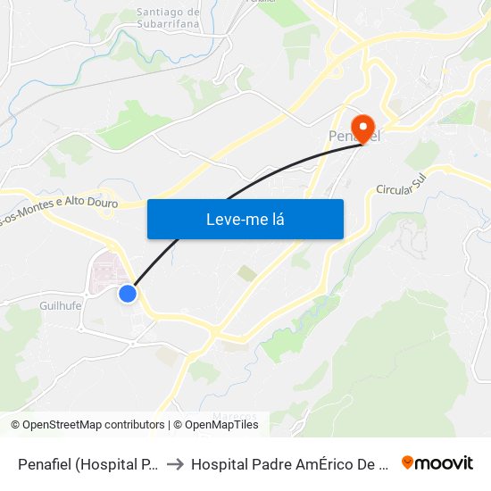 Penafiel (Hospital P.Américo) to Hospital Padre AmÉrico De Vale Sousa Sa map