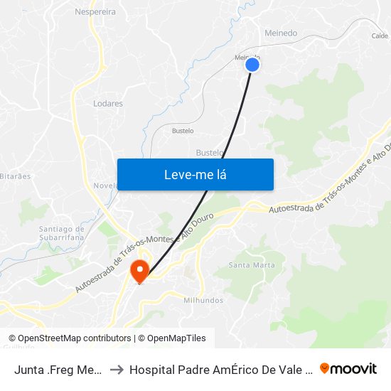 Junta .Freg Meinedo to Hospital Padre AmÉrico De Vale Sousa Sa map