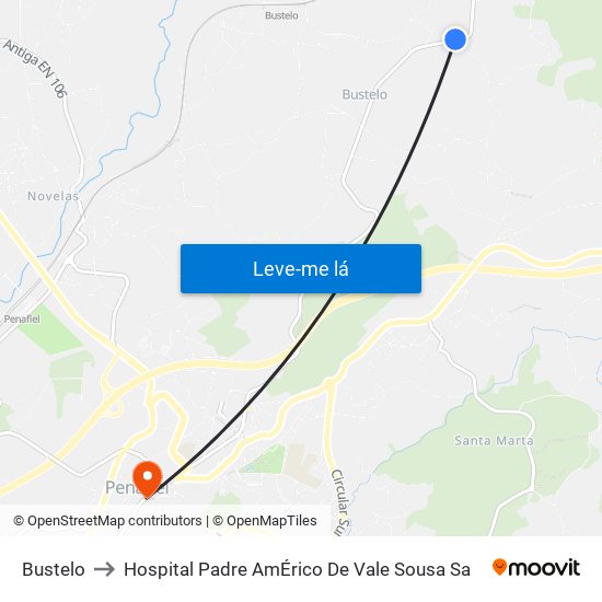 Bustelo to Hospital Padre AmÉrico De Vale Sousa Sa map