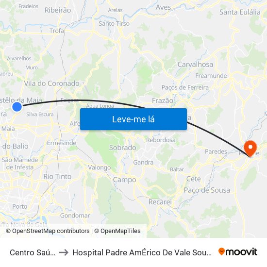 Centro Saúde to Hospital Padre AmÉrico De Vale Sousa Sa map