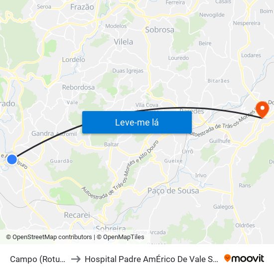 Campo (Rotunda) to Hospital Padre AmÉrico De Vale Sousa Sa map