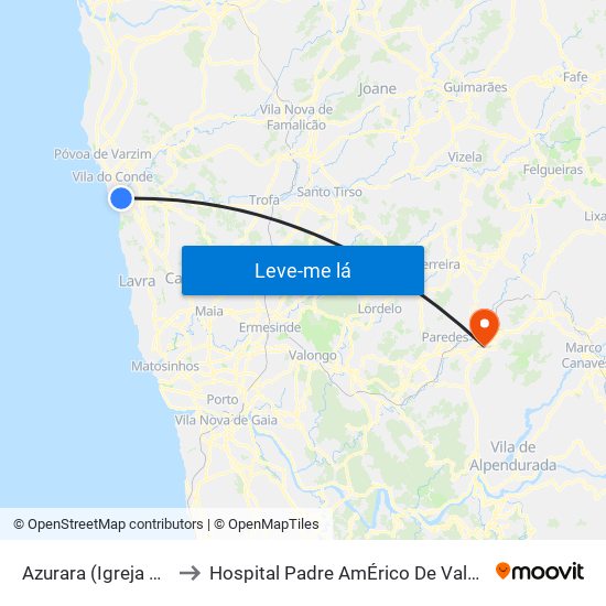 Azurara (Igreja Matriz) to Hospital Padre AmÉrico De Vale Sousa Sa map