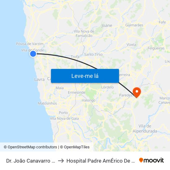 Dr. João Canavarro / Correios to Hospital Padre AmÉrico De Vale Sousa Sa map