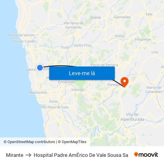 Mirante to Hospital Padre AmÉrico De Vale Sousa Sa map