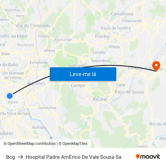 Bcg to Hospital Padre AmÉrico De Vale Sousa Sa map