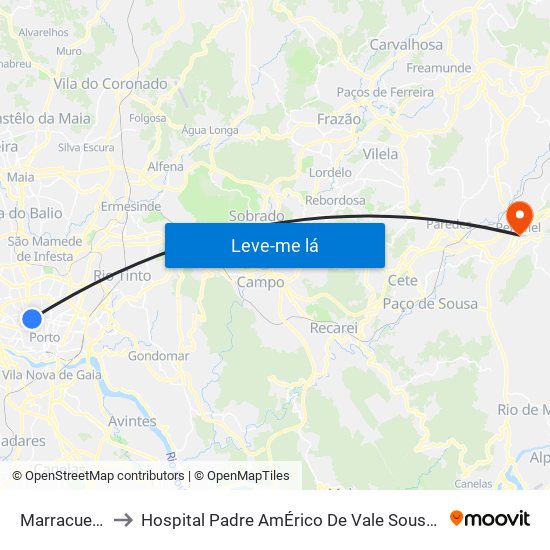 Marracuene to Hospital Padre AmÉrico De Vale Sousa Sa map