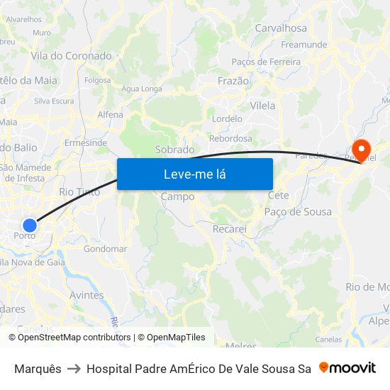 Marquês to Hospital Padre AmÉrico De Vale Sousa Sa map