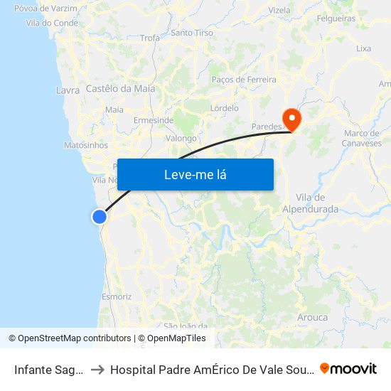 Infante Sagres to Hospital Padre AmÉrico De Vale Sousa Sa map