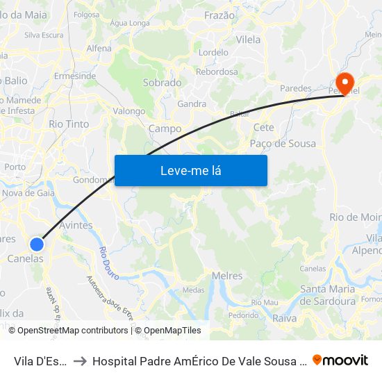 Vila D'Este to Hospital Padre AmÉrico De Vale Sousa Sa map