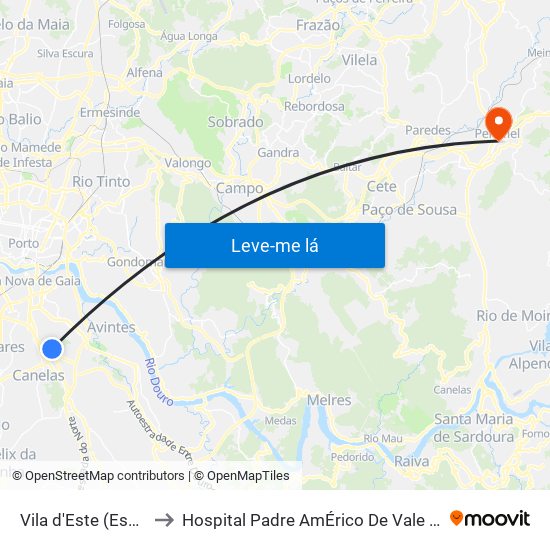 Vila D'Este (Escolas) to Hospital Padre AmÉrico De Vale Sousa Sa map
