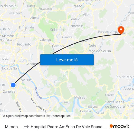 Mimosas to Hospital Padre AmÉrico De Vale Sousa Sa map