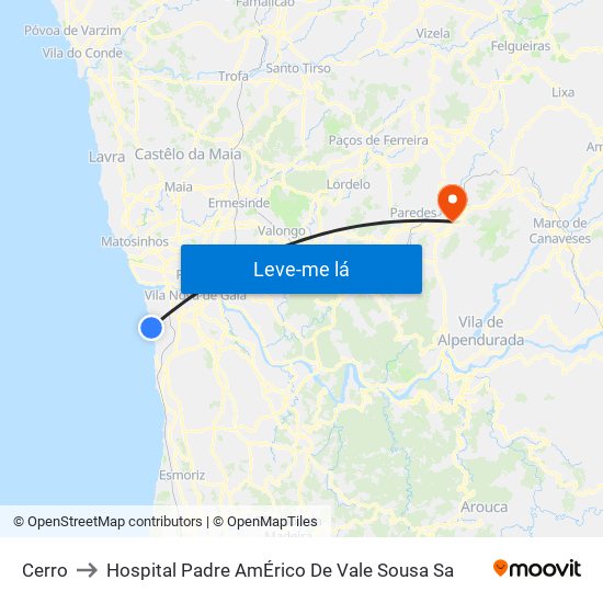 Cerro to Hospital Padre AmÉrico De Vale Sousa Sa map