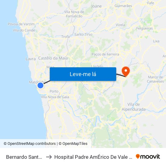 Bernardo Santareno to Hospital Padre AmÉrico De Vale Sousa Sa map