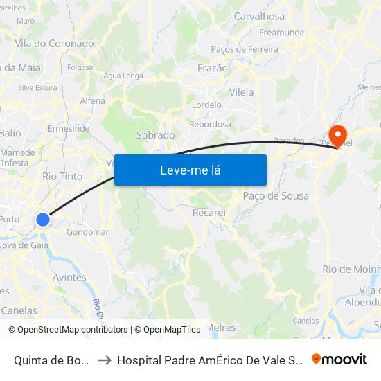 Quinta de Bonjóia to Hospital Padre AmÉrico De Vale Sousa Sa map