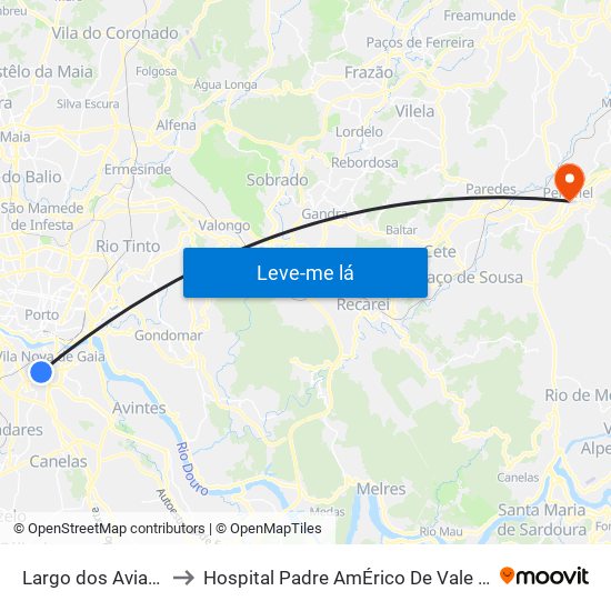 Largo dos Aviadores to Hospital Padre AmÉrico De Vale Sousa Sa map