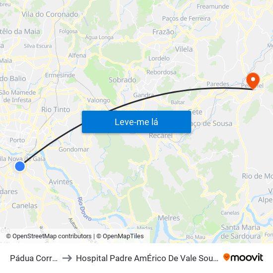 Pádua Correia to Hospital Padre AmÉrico De Vale Sousa Sa map