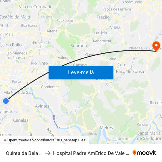 Quinta da Bela Vista to Hospital Padre AmÉrico De Vale Sousa Sa map