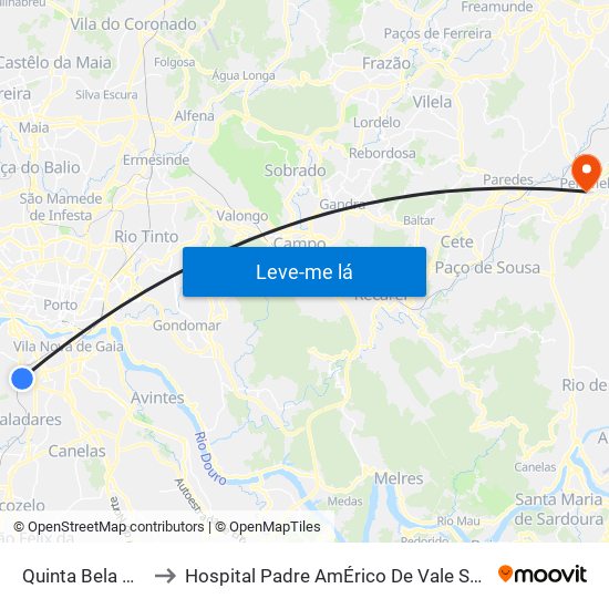Quinta Bela Vista to Hospital Padre AmÉrico De Vale Sousa Sa map