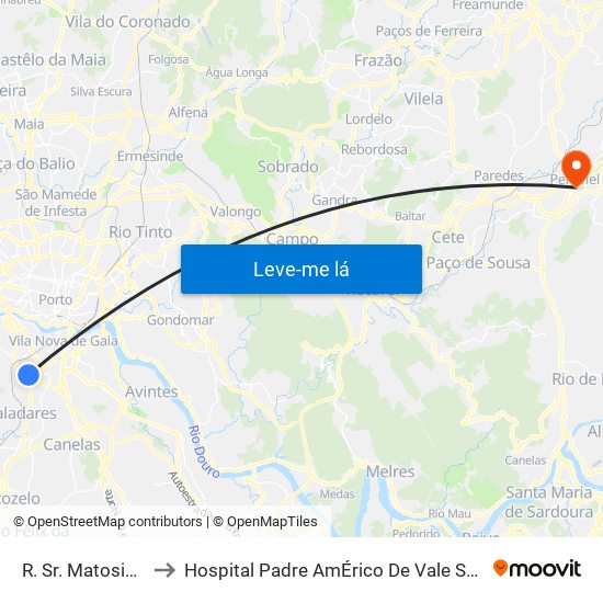 R. Sr. Matosinhos to Hospital Padre AmÉrico De Vale Sousa Sa map