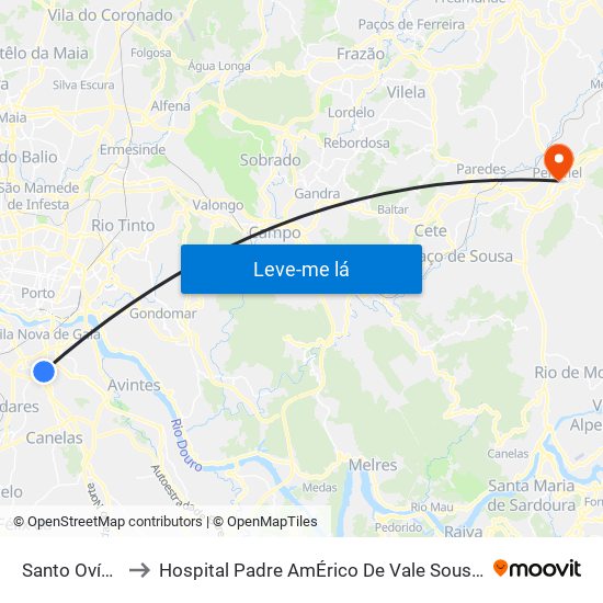 Santo Ovídio to Hospital Padre AmÉrico De Vale Sousa Sa map