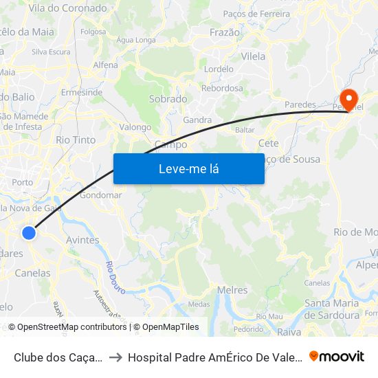 Clube dos Caçadores to Hospital Padre AmÉrico De Vale Sousa Sa map