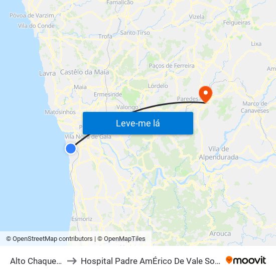 Alto Chaquedas to Hospital Padre AmÉrico De Vale Sousa Sa map