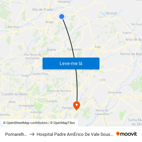 Pomarelho I to Hospital Padre AmÉrico De Vale Sousa Sa map