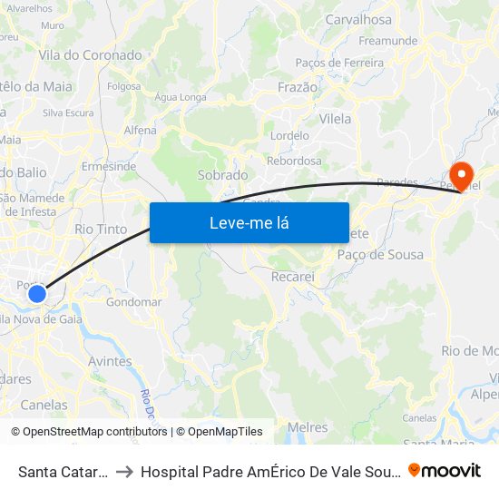 Santa Catarina to Hospital Padre AmÉrico De Vale Sousa Sa map