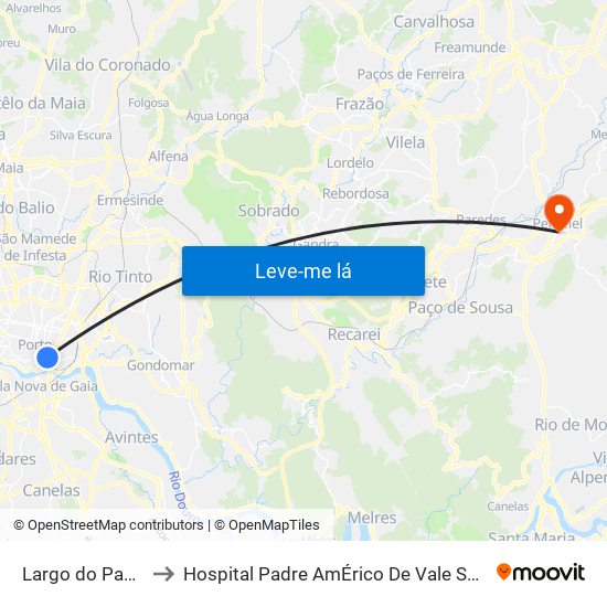 Largo do Padrão to Hospital Padre AmÉrico De Vale Sousa Sa map