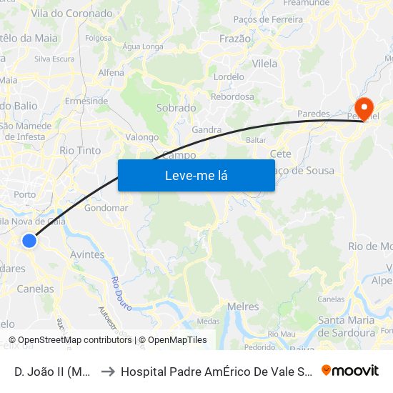 D. João II (Metro) to Hospital Padre AmÉrico De Vale Sousa Sa map