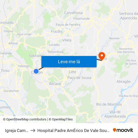 Igreja Campo to Hospital Padre AmÉrico De Vale Sousa Sa map