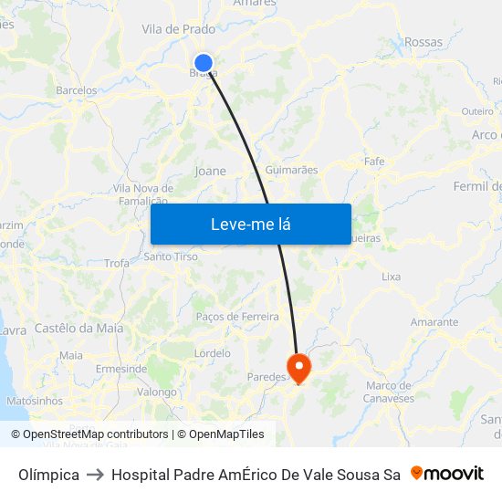 Olímpica to Hospital Padre AmÉrico De Vale Sousa Sa map