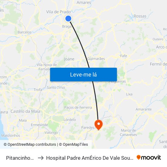 Pitancinhos Iv to Hospital Padre AmÉrico De Vale Sousa Sa map