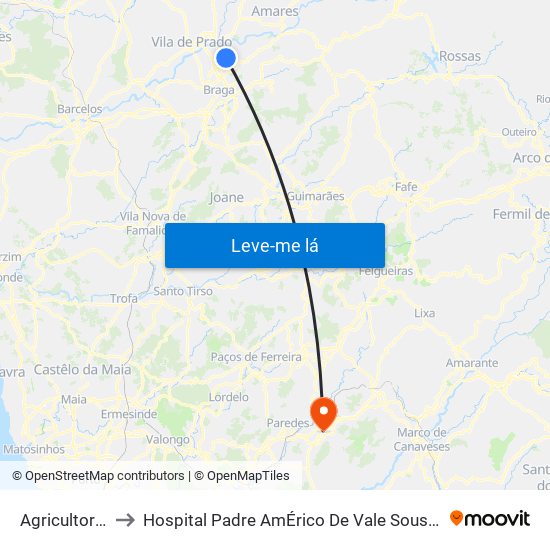 Agricultores to Hospital Padre AmÉrico De Vale Sousa Sa map