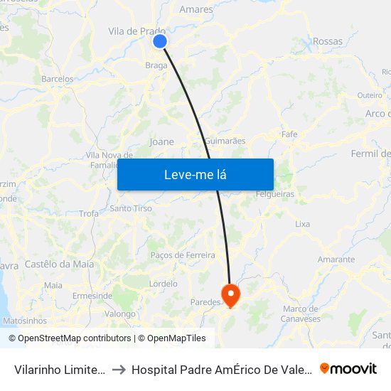Vilarinho Limite 1/2)) to Hospital Padre AmÉrico De Vale Sousa Sa map