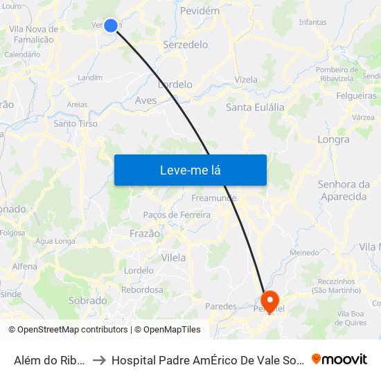 Além do Ribeiro to Hospital Padre AmÉrico De Vale Sousa Sa map
