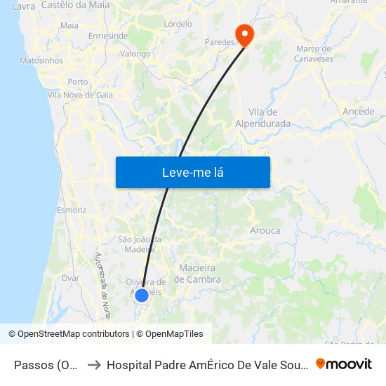 Passos (OAZ) to Hospital Padre AmÉrico De Vale Sousa Sa map