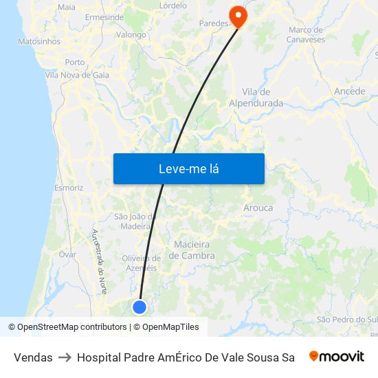 Vendas to Hospital Padre AmÉrico De Vale Sousa Sa map