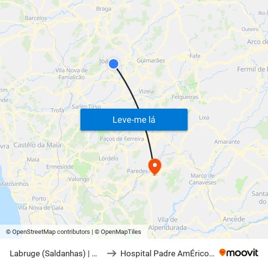 Labruge (Saldanhas) | Macieira (Labruge) to Hospital Padre AmÉrico De Vale Sousa Sa map