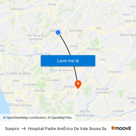 Suspiro to Hospital Padre AmÉrico De Vale Sousa Sa map