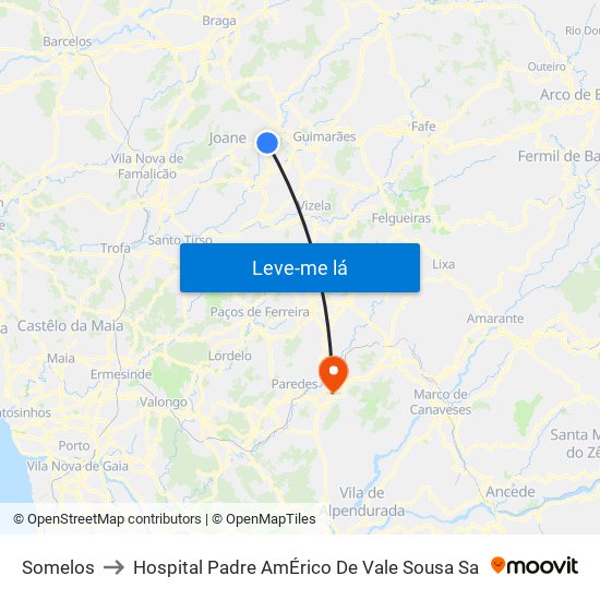 Somelos to Hospital Padre AmÉrico De Vale Sousa Sa map