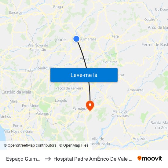 Espaço Guimarães to Hospital Padre AmÉrico De Vale Sousa Sa map